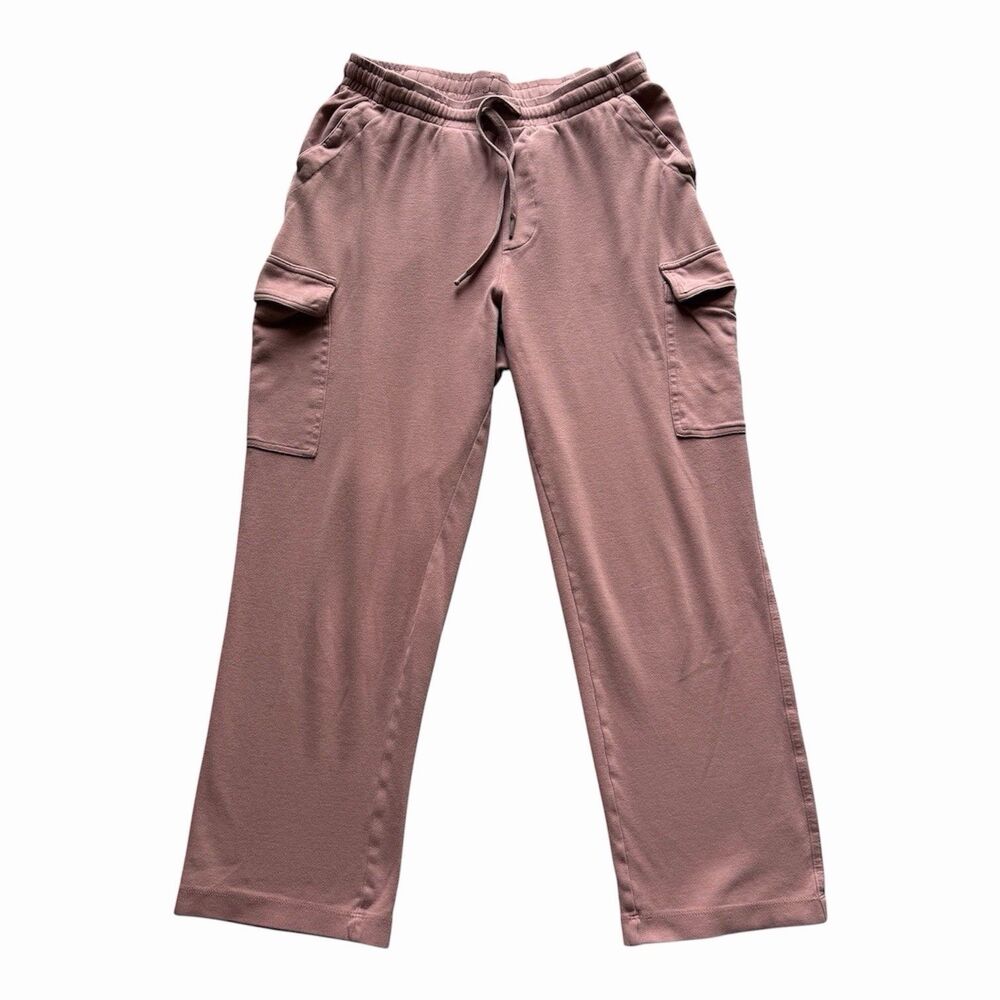 Land's End Women's MT M Tall Pink Pants Sport Knit Straight Leg Cargo Pockets